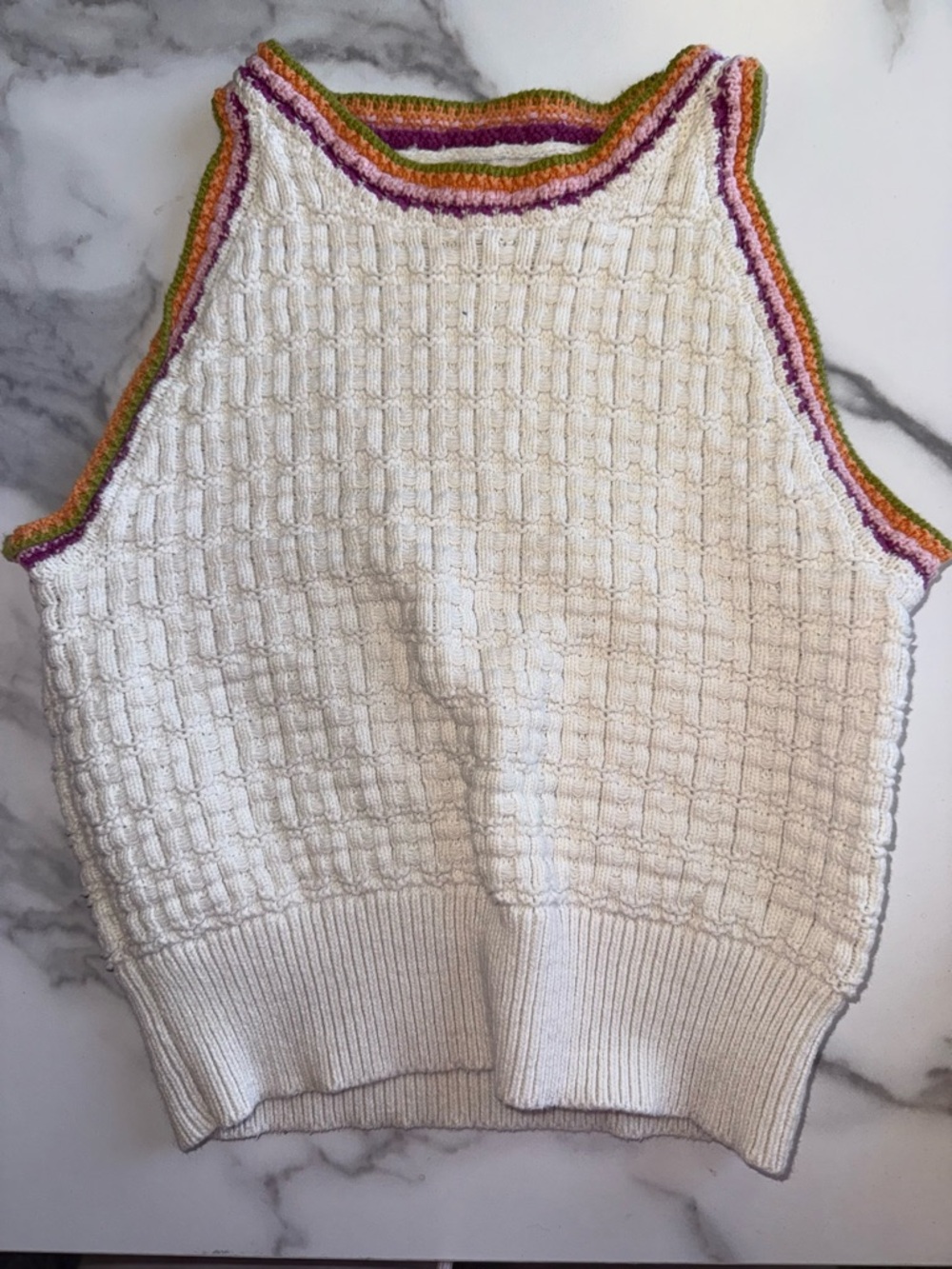 Sincerely Jules (XS) Cream Knit Cropped Sweater Tank Top